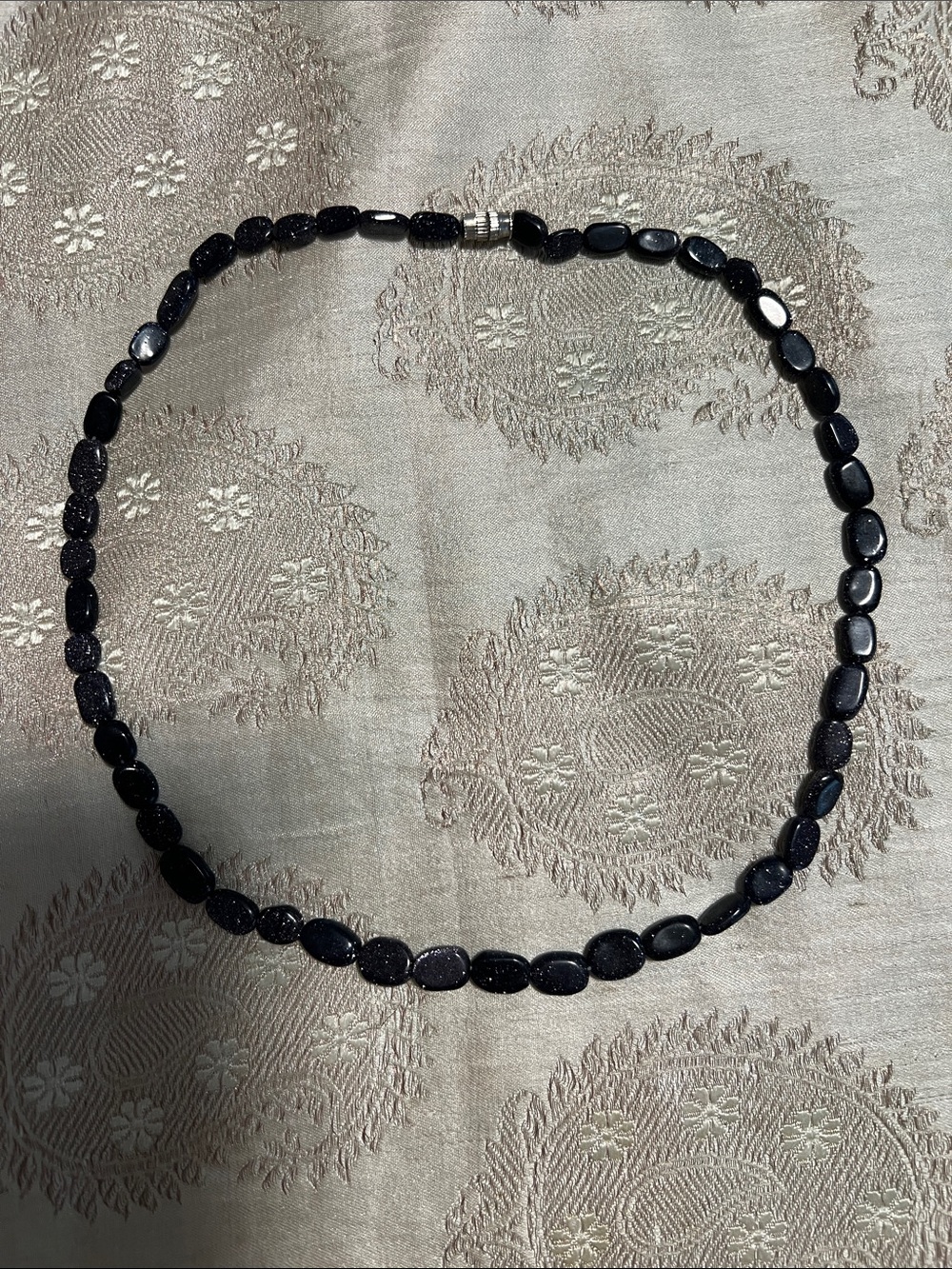 Sleek Dark Purple Sandstone Oval Bead Necklace